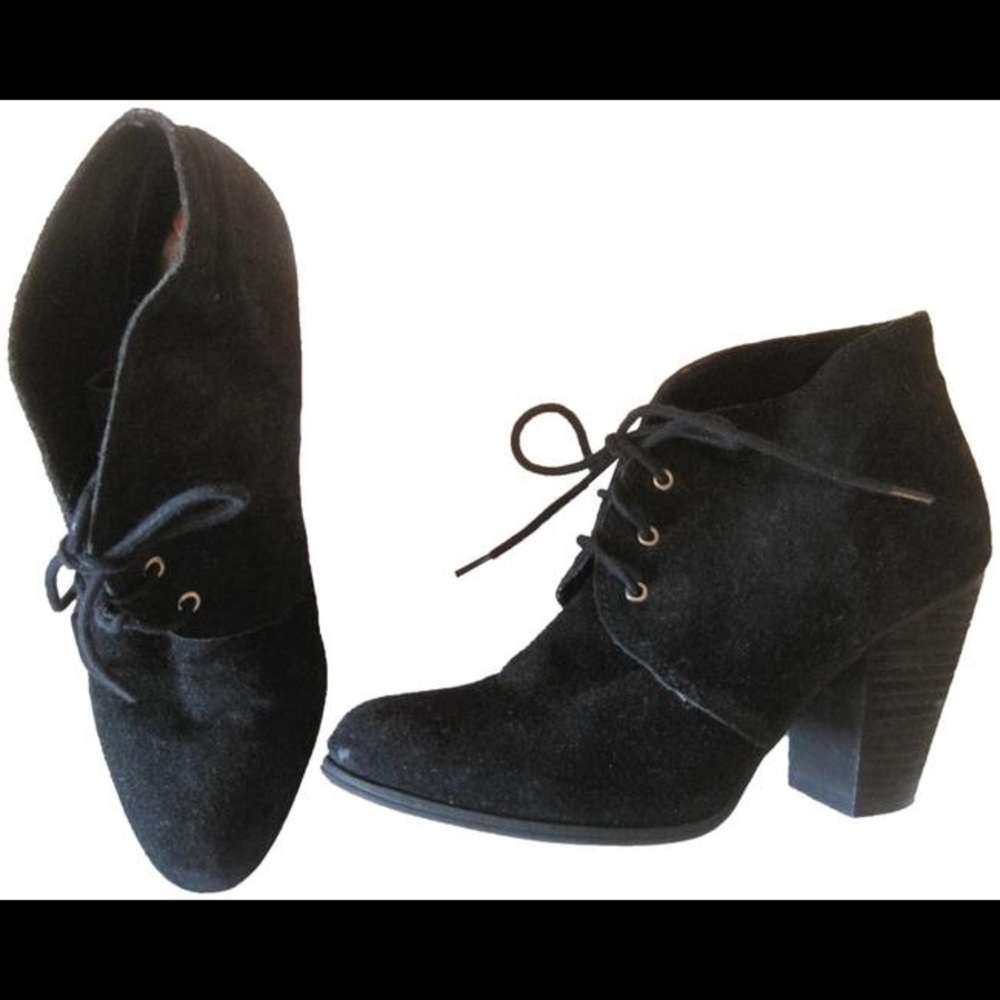 BCBGeneration Black Suede Lace Up Booties